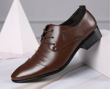 Load image into Gallery viewer, British Slip On Split Leather Pointed Toe Shoes Business Wedding Formal Shoes - Many Colours & Sizes
