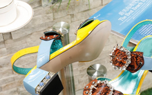 Load image into Gallery viewer, Luxury Women's Sandals Jewelled Square Heel Serpentine Butterfly-Knot Rivet Rhinestone Shoes