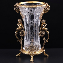 Load image into Gallery viewer, "Arna Lisa" Luxury Vintage Finest Collection - Crystal Golden Boys Copper Brass Vase