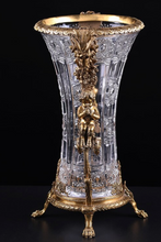Load image into Gallery viewer, "Arna Lisa" Luxury Vintage Finest Collection - Crystal Golden Boys Copper Brass Vase