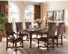 Load image into Gallery viewer, "Arna Royal Victorian Collection" Luxury Plus Furniture - Exquisite Antique Dining Table & Chairs x6 Marble