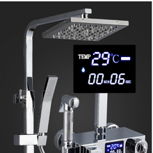 Load image into Gallery viewer, "Arna" Collection - Modern Rainfall Shower Head Mixer Set with Thermostat Silver