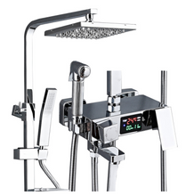 Load image into Gallery viewer, "Arna" Collection - Modern Rainfall Shower Head Mixer Set with Thermostat Silver