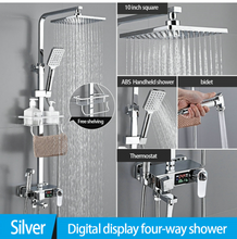 Load image into Gallery viewer, "Arna" Collection - Modern Rainfall Shower Head Mixer Set with Thermostat Silver