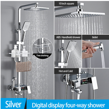 Load image into Gallery viewer, "Arna" Collection - Modern Rainfall Shower Head Mixer Set with Thermostat Silver