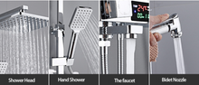 Load image into Gallery viewer, "Arna" Collection - Modern Rainfall Shower Head Mixer Set with Thermostat Silver