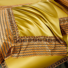 Load image into Gallery viewer, "Arna Lisa" Royal Collection - Luxury Golden Satin Egyptian Cotton Silky Soft Bedding Set - King 10 Piece
