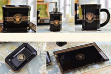Load image into Gallery viewer, "Celtic Crown" Bathroom Set - Black 5 Piece
