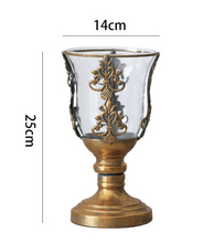 Load image into Gallery viewer, "Arna Collection" Creative Metal Carved Glass Candelabra French Vintage Candle Holder
