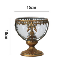 Load image into Gallery viewer, "Arna Collection" Creative Metal Carved Glass Candelabra French Vintage Candle Holder
