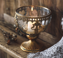 Load image into Gallery viewer, "Arna Collection" Creative Metal Carved Glass Candelabra French Vintage Candle Holder

