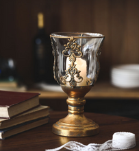 Load image into Gallery viewer, "Arna Collection" Creative Metal Carved Glass Candelabra French Vintage Candle Holder
