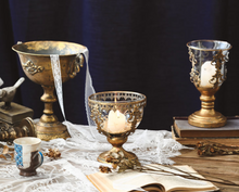 Load image into Gallery viewer, "Arna Collection" Creative Metal Carved Glass Candelabra French Vintage Candle Holder
