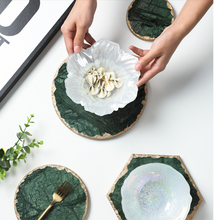 Load image into Gallery viewer, "Arna Lisa" 3 Piece Plate Set - Natural Marble Plates Creativity Gold Inlay Display Trays
