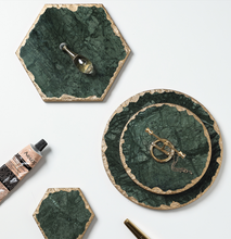 Load image into Gallery viewer, "Arna Lisa" 3 Piece Plate Set - Natural Marble Plates Creativity Gold Inlay Display Trays
