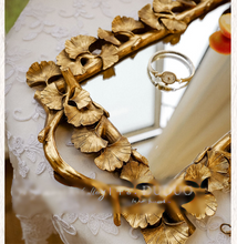 Load image into Gallery viewer, "Arna Collection" Gold Tray's - Nordic Ginkgo Leaf Mirror Display Tray
