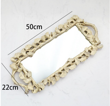 Load image into Gallery viewer, "Arna Collection" Gold Tray's - Nordic Ginkgo Leaf Mirror Display Tray
