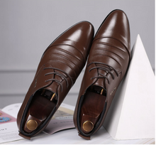 Load image into Gallery viewer, British Slip On Split Leather Pointed Toe Shoes Business Wedding Formal Shoes - Many Colours &amp; Sizes
