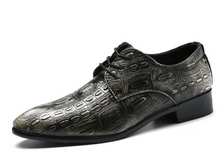 Load image into Gallery viewer, Mens Leather Carved Business Pointed Toe Shoes - Silver or Burgundy
