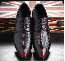 Load image into Gallery viewer, Mens Leather Carved Business Pointed Toe Shoes - Silver or Burgundy
