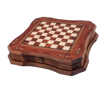 Load image into Gallery viewer, "Arna Lisa" Luxury Vintage Finest Collection - Rosewood Chess Set Large Vintage Mosaic Motifs Handmade
