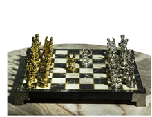 Load image into Gallery viewer, "Arna Lisa" Luxury Vintage Finest Collection - Chess Set Chrome Metal Gold Silver Pegasus Figure Marble
