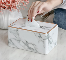 Load image into Gallery viewer, "Arna Lisa" Collection - Leather Tissue Box - Unique Stunning Marble Design
