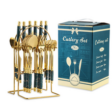 Load image into Gallery viewer, "Arna Lisa" Royal Collection - Luxury 24 Piece Cutlery Set + Boxed - Many Styles &amp; Colours
