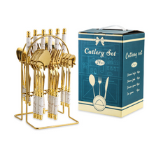 Load image into Gallery viewer, "Arna Lisa" Royal Collection - Luxury 24 Piece Cutlery Set + Boxed - Many Styles &amp; Colours
