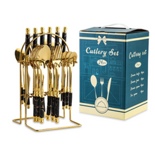 Load image into Gallery viewer, "Arna Lisa" Royal Collection - Luxury 24 Piece Cutlery Set + Boxed - Many Styles &amp; Colours
