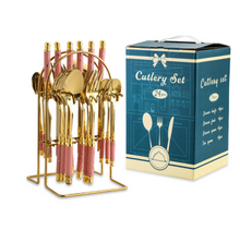 Load image into Gallery viewer, "Arna Lisa" Royal Collection - Luxury 24 Piece Cutlery Set + Boxed - Many Styles &amp; Colours
