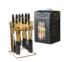 Load image into Gallery viewer, "Arna Lisa" Royal Collection - Luxury 24 Piece Cutlery Set + Boxed - Many Styles &amp; Colours
