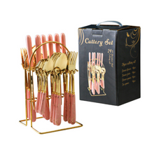 Load image into Gallery viewer, "Arna Lisa" Royal Collection - Luxury 24 Piece Cutlery Set + Boxed - Many Styles &amp; Colours
