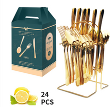 Load image into Gallery viewer, "Arna Lisa" Royal Collection - Luxury 24 Piece Cutlery Set + Boxed - Many Styles &amp; Colours
