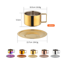 Load image into Gallery viewer, "Arna Lisa" Royal Collection - Luxury Stainless Steel Cup + Saucer + Spoon x 6 Sets
