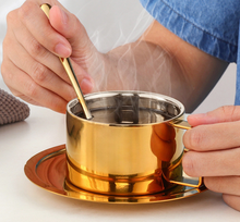 Load image into Gallery viewer, "Arna Lisa" Royal Collection - Luxury Stainless Steel Cup + Saucer + Spoon x 6 Sets
