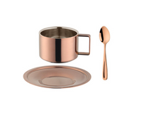 Load image into Gallery viewer, "Arna Lisa" Royal Collection - Luxury Stainless Steel Cup + Saucer + Spoon x 6 Sets
