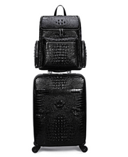 Load image into Gallery viewer, Crocodile Genuine Leather 2 Piece Luggage Set - Brown or Black - Many Styles 20"
