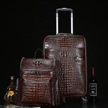 Load image into Gallery viewer, Crocodile Genuine Leather 2 Piece Luggage Set - Brown or Black - Many Styles 20"
