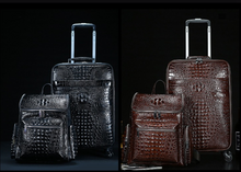 Load image into Gallery viewer, Crocodile Genuine Leather 2 Piece Luggage Set - Brown or Black - Many Styles 20"
