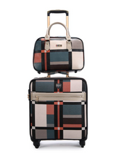 Load image into Gallery viewer, Top Quality Designer Material &amp; Leather 2 Piece Rolling Luggage Set - Many Sizes
