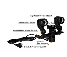 Load image into Gallery viewer, Photography Studio Supplies Set - E27 Light Lamp Holder 1.8M Stand + Umbrella
