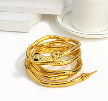 Load image into Gallery viewer, Multilayer Metal Alloy Gold Black Bendy Snake Necklace Bracelet Chunky
