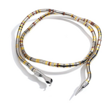 Load image into Gallery viewer, Multilayer Metal Alloy Gold Black Bendy Snake Necklace Bracelet Chunky
