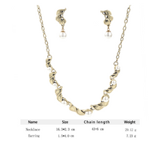 Load image into Gallery viewer, Luxury Plus Gold or Silver Pearl Necklace + Earrings
