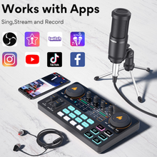 Load image into Gallery viewer, MAONO Sound Card Audio Interface CASTER LITE AM200-S1 All-in-on Condenser Microphone Mixer Kit for Live Streaming Podcasting
