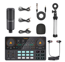 Load image into Gallery viewer, MAONO Sound Card Audio Interface CASTER LITE AM200-S1 All-in-on Condenser Microphone Mixer Kit for Live Streaming Podcasting
