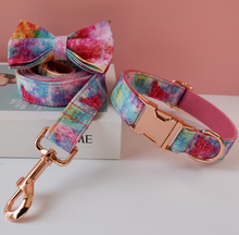 Load image into Gallery viewer, Luxury Pet Leash Engraved Name ID Tag + Collar + Bow - Free Engraving Personalise (all Sizes) + Many Styles/Colours
