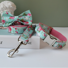Load image into Gallery viewer, Luxury Pet Leash Engraved Name ID Tag + Collar + Bow - Free Engraving Personalise (all Sizes) + Many Styles/Colours
