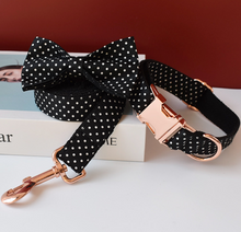 Load image into Gallery viewer, Luxury Pet Leash Engraved Name ID Tag + Collar + Bow - Free Engraving Personalise (all Sizes) + Many Styles/Colours
